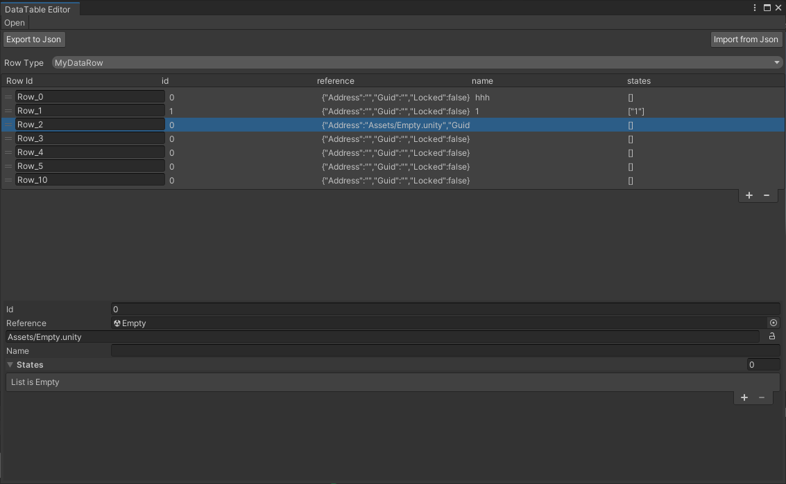 DataTable EditorWindow